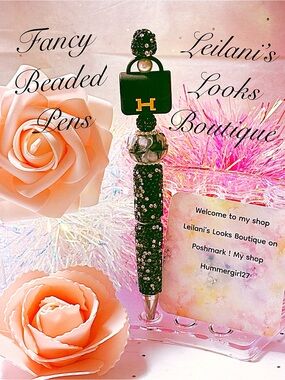 Fancy beaded Pen/gifts/black beads/black purse/girly